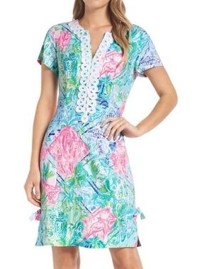 LILLY PULITZER Casidy Cassidy Stretch Multi Bohemian Queen Pink Shift Dress 4